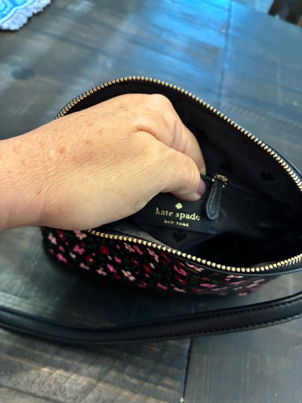 kate spade Black Crossbody with Pink Floral Print - Picture 7 of 7